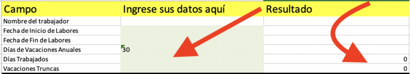 como calcular vacaciones truncas